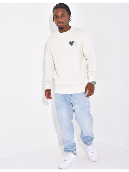 Herrenpullover mit Herzmuster