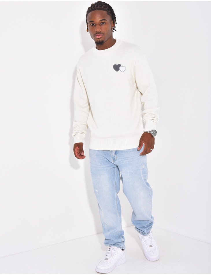 Herrenpullover mit Herzmuster