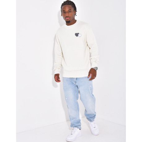 Herrenpullover mit Herzmuster