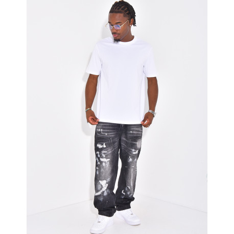 Jeans destroy avec tâches de peintures