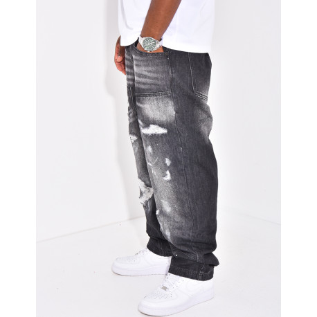Jeans destroy avec tâches de peintures