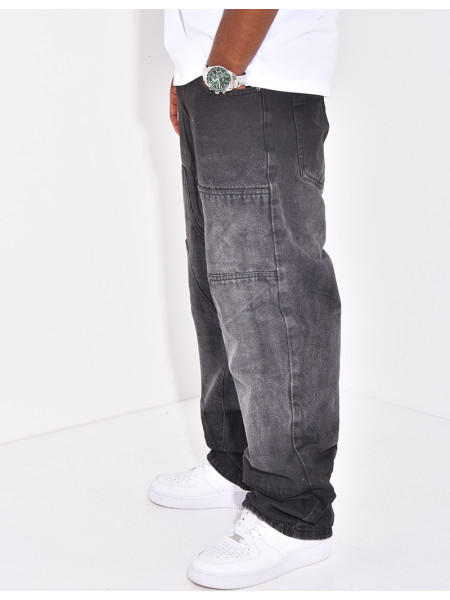 Jeans délavé à empiècements contrastants