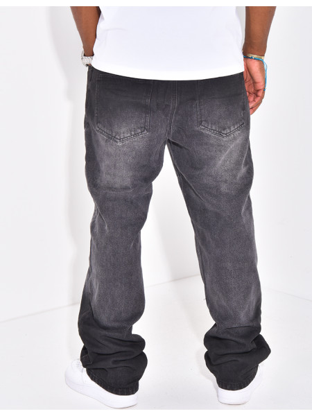 Jeans délavé à empiècements contrastants