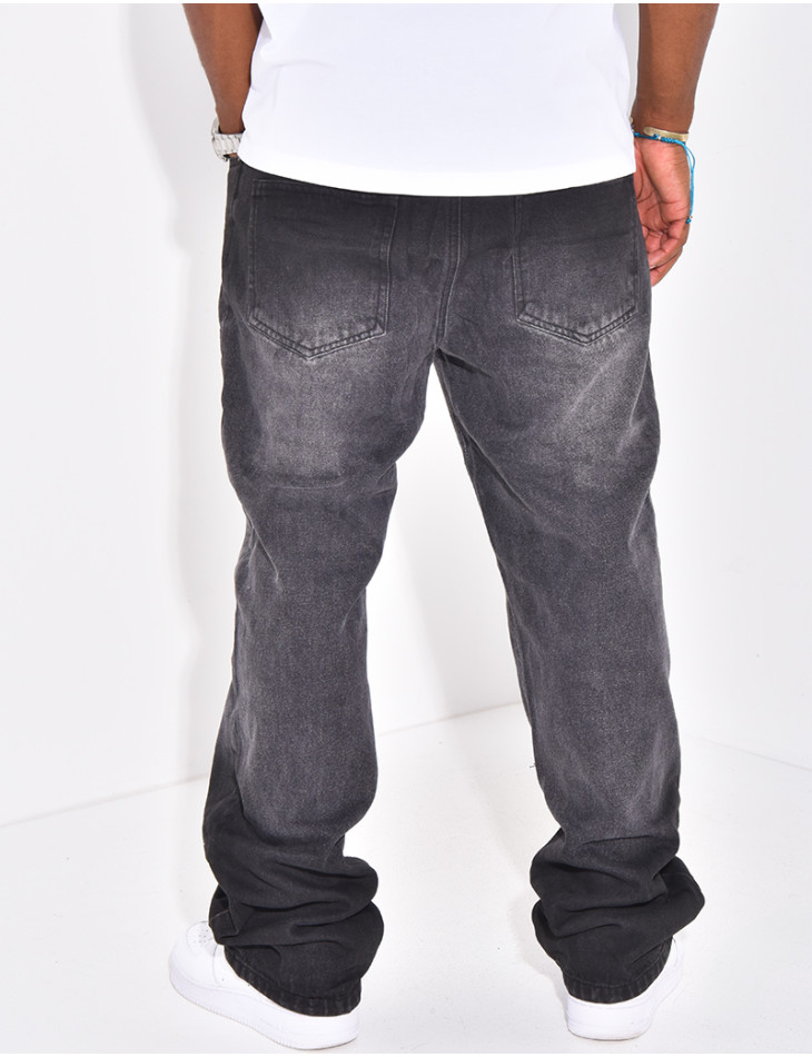 Jeans délavé à empiècements contrastants