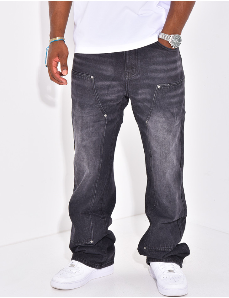 Jeans à empiecement contrastants