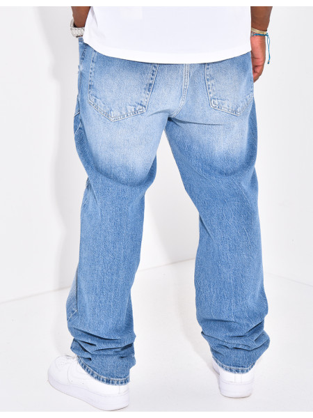 Jeans destroy à coutures contrastantes