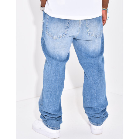 Jeans destroy à coutures contrastantes