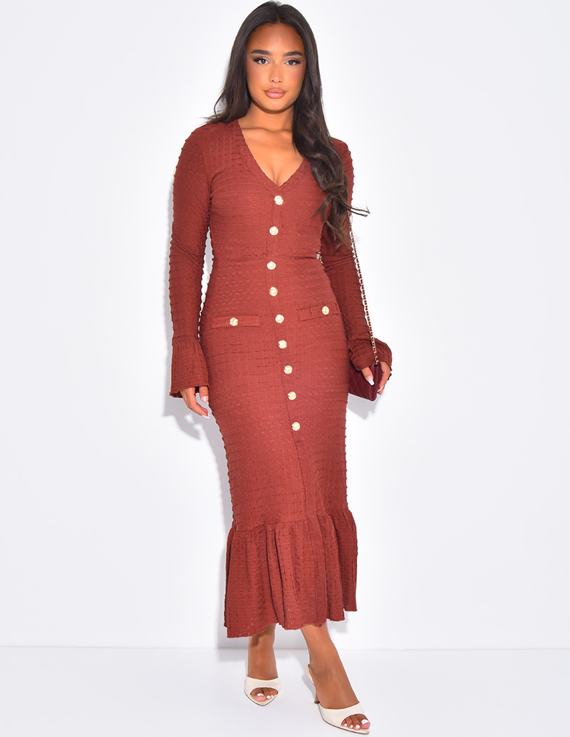 Robe longue texturée à...