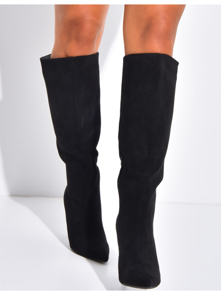 Bottes en suédine bouts pointus à talons