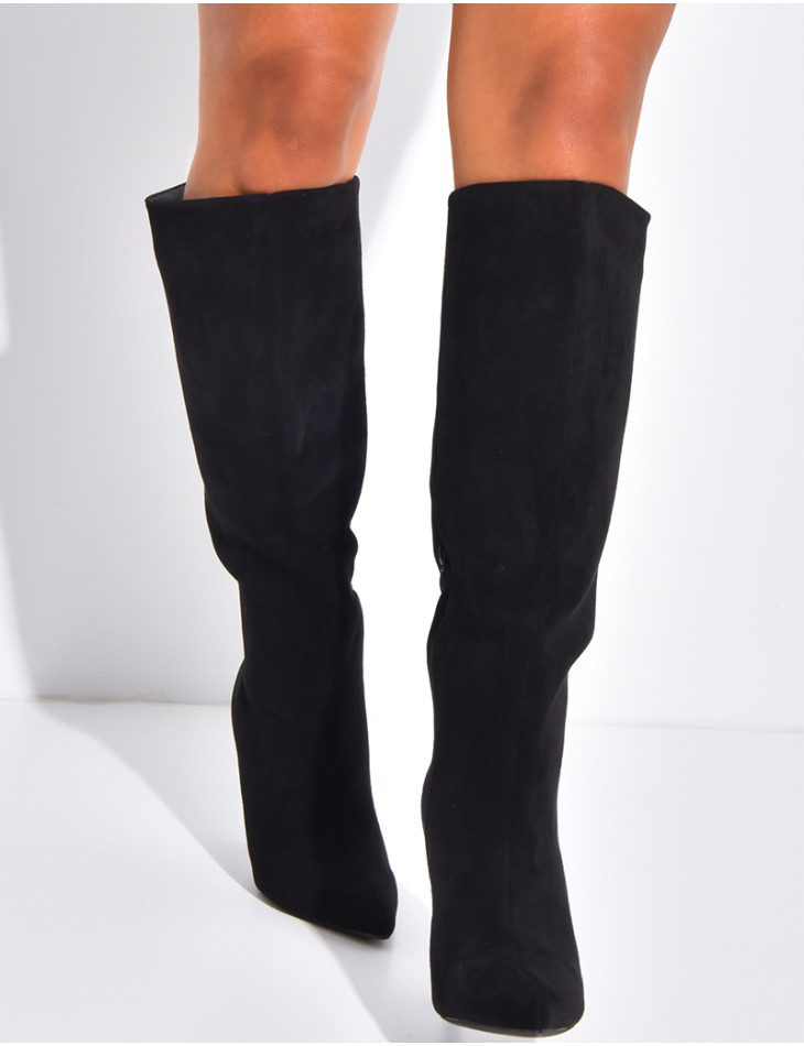 Bottes en suédine bouts pointus à talons