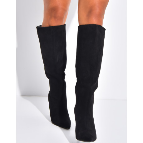 Bottes en suédine bouts pointus à talons