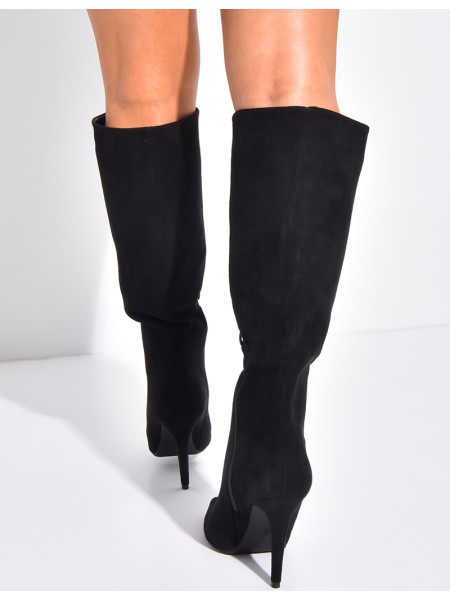 Bottes en suédine bouts pointus à talons