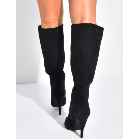 Bottes en suédine bouts pointus à talons