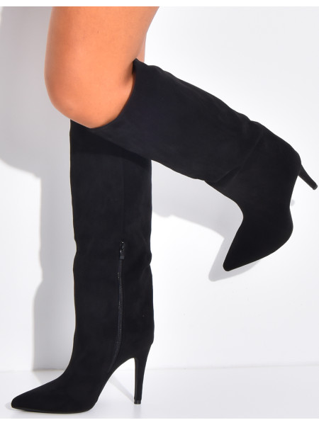 Bottes en suédine bouts pointus à talons