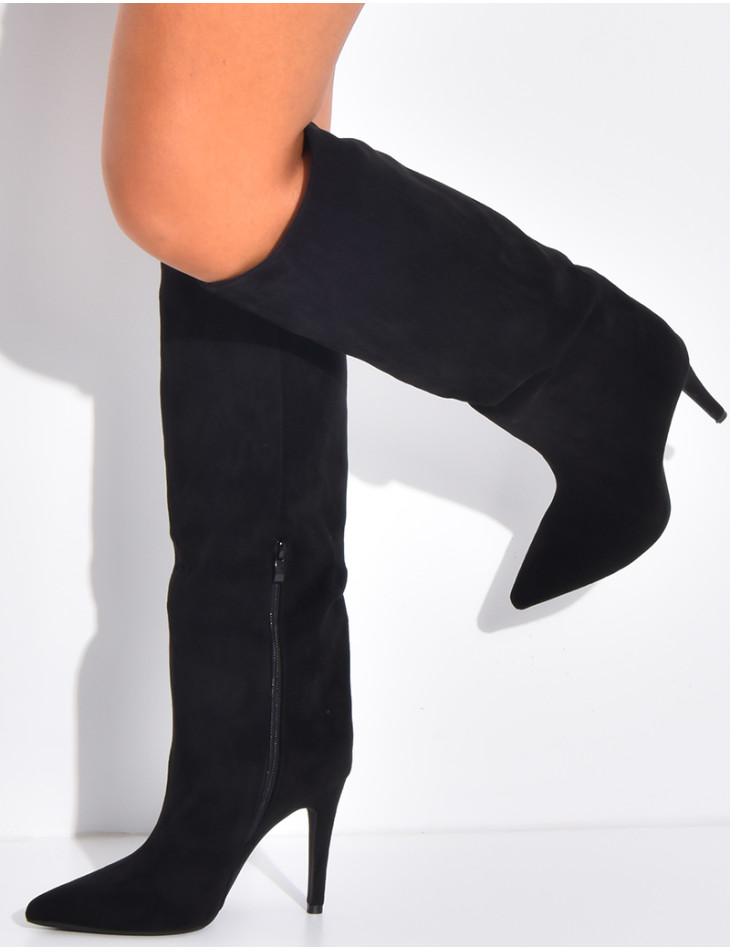 Bottes en suédine bouts pointus à talons