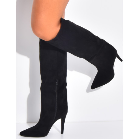 Bottes en suédine bouts pointus à talons