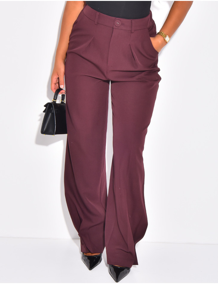 Buttoned ankle-length suit trousers