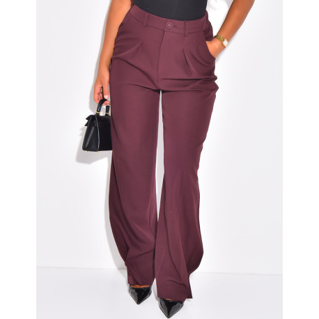 Buttoned ankle-length suit trousers