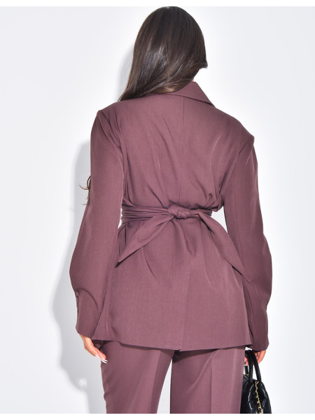 Blazer oversize à ceinture large et boutons apparents