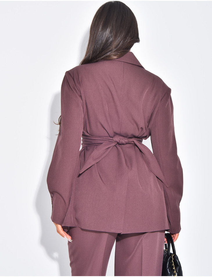 Blazer oversize à ceinture large et boutons apparents