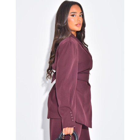 Blazer oversize à ceinture large et boutons apparents