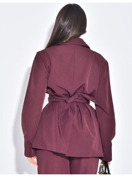 Blazer oversize à ceinture large et boutons apparents