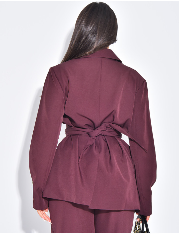 Blazer oversize à ceinture large et boutons apparents