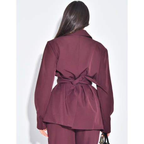 Blazer oversize à ceinture large et boutons apparents