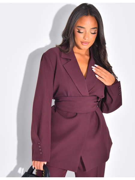 Blazer oversize à ceinture large et boutons apparents