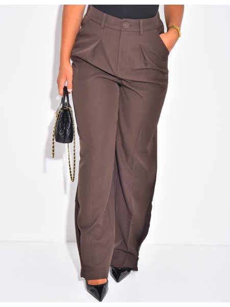 Buttoned ankle-length suit trousers