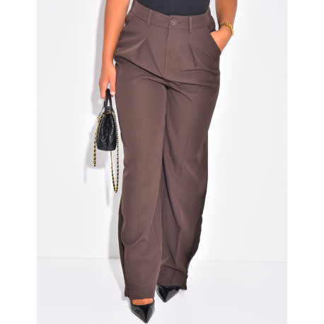 Buttoned ankle-length suit trousers