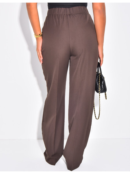 Buttoned ankle-length suit trousers