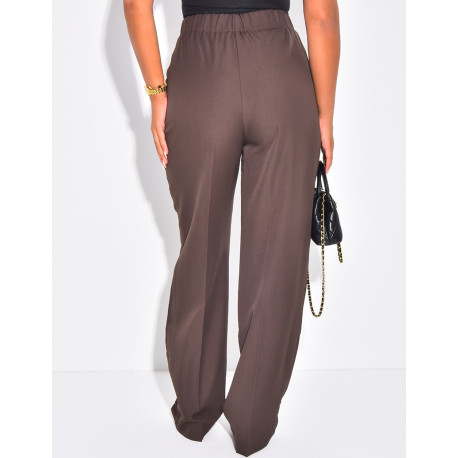 Buttoned ankle-length suit trousers