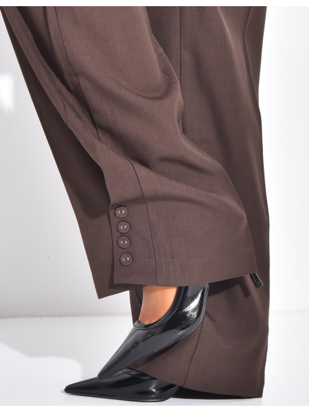 Buttoned ankle-length suit trousers