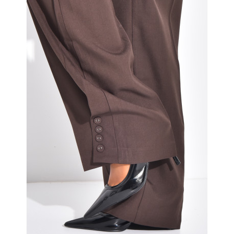 Buttoned ankle-length suit trousers
