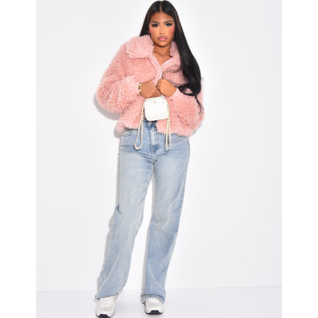 Short coat with fluffy fur