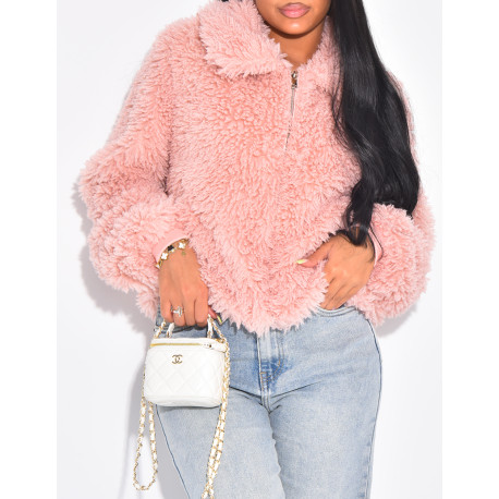 Short coat with fluffy fur