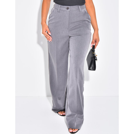 High-waisted tailored trousers with turn-ups