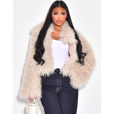 Manteau court à fourrure fluffy