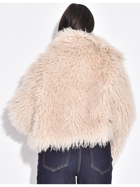 Kurzer Mantel mit flauschigem Fell