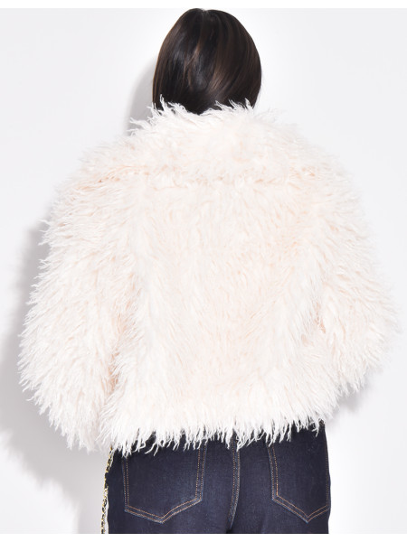 Kurzer Mantel mit flauschigem Fell