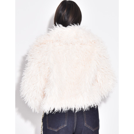 Kurzer Mantel mit flauschigem Fell