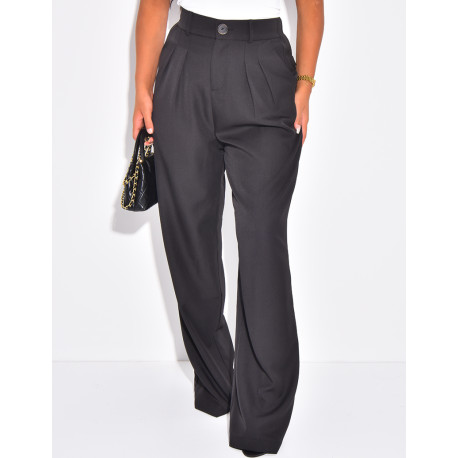 Pantalon de tailleur à pinces coupe large