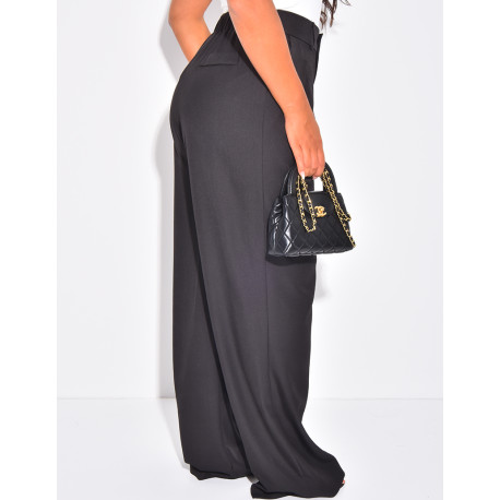Pantalon de tailleur à pinces coupe large