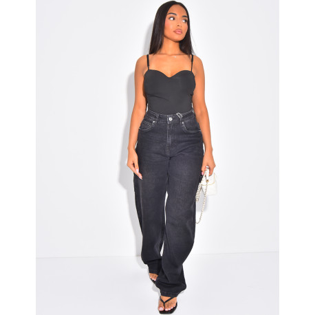 Mid-rise balloon jeans