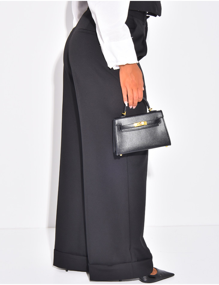 Pantalon de tailleur taille haute à revers