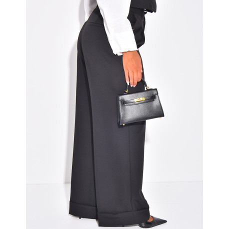 Pantalon de tailleur taille haute à revers