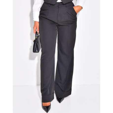 Pantalon de tailleur avec revers