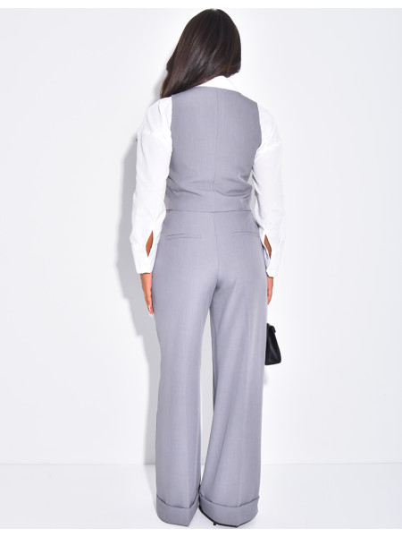 Hoch taillierte Anzughose mit Umschlag