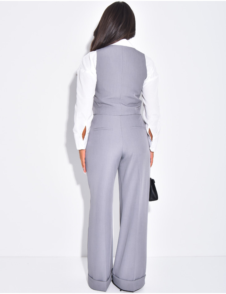 Hoch taillierte Anzughose mit Umschlag